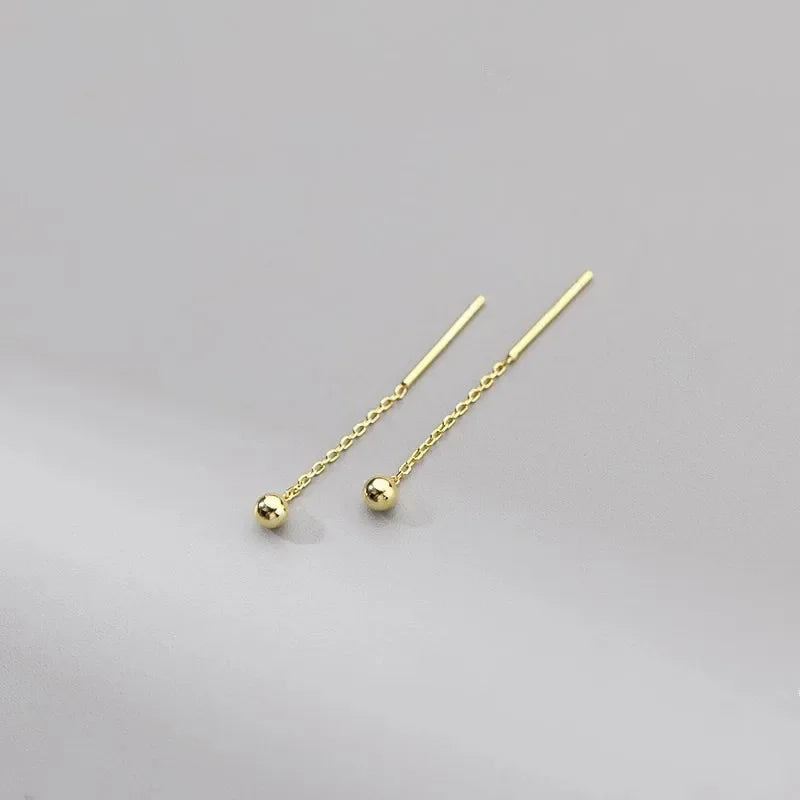 Rose Gold Color Zircon Crystal Threader Earing