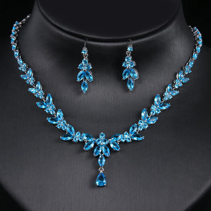 Cubic Zircon Stud Earrings & Necklace
