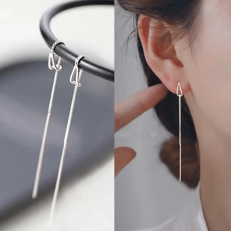 Rose Gold Color Zircon Crystal Threader Earing