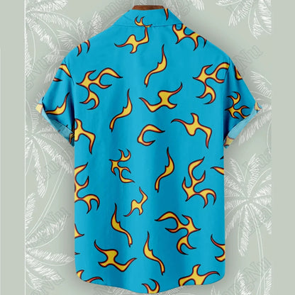 Golf Fire Flame Blue Hawaiian Shirt for Men's
