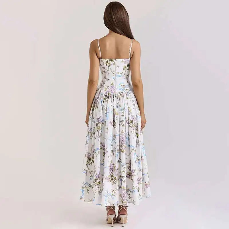 Floral Printed Sexy A-line Dress Women