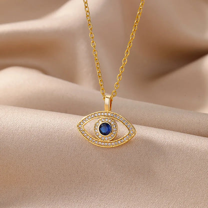 Zircon Evil Eye Pendant Necklace for Women