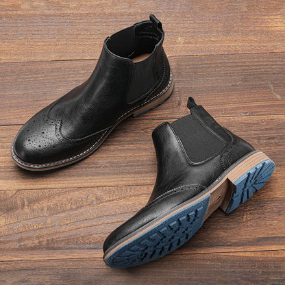 Classic Red Wine Chelsea Boots For Men