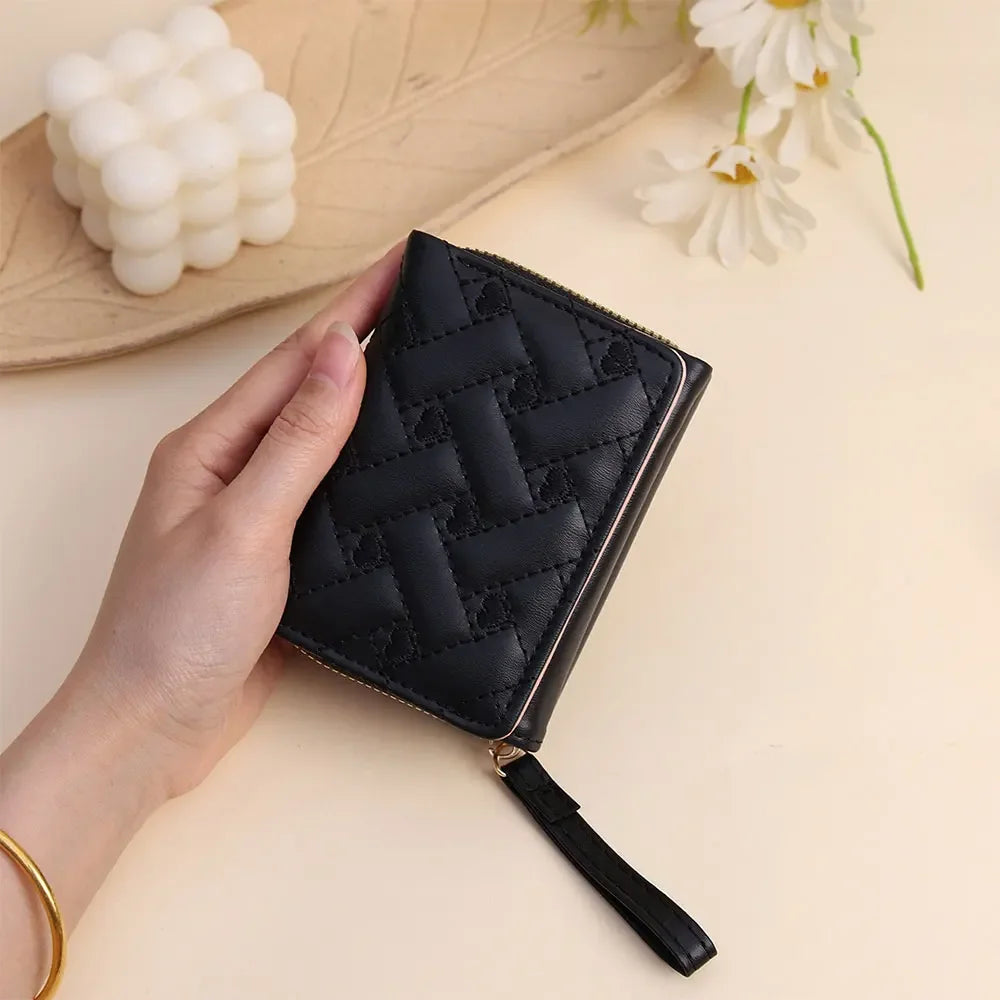 Heart Embroidered Short Wallet for Women