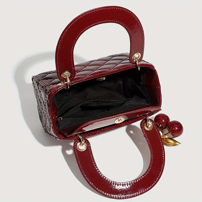 Wine Red Geometric Pattern Handbag