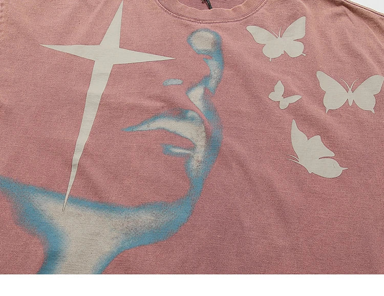 Shadow Butterfly Graphic T-Shirt Retro