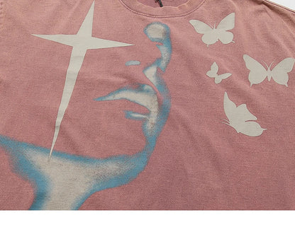 Shadow Butterfly Graphic T-Shirt Retro