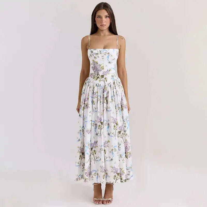 Floral Printed Sexy A-line Dress Women