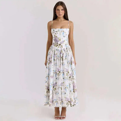 Floral Printed Sexy A-line Dress Women
