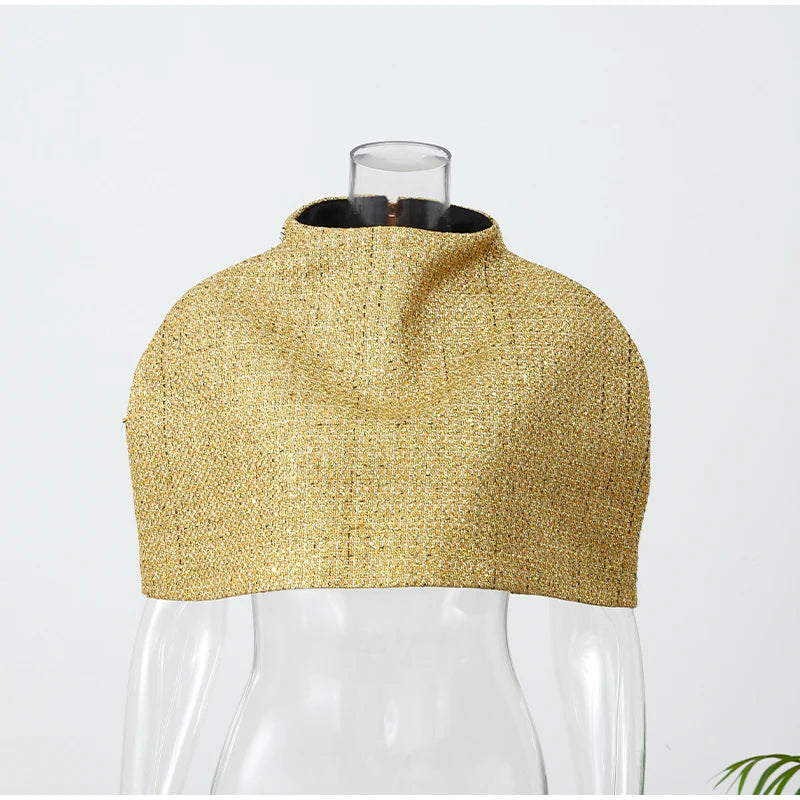 Capelet Shiny Tweed Shoulder Top