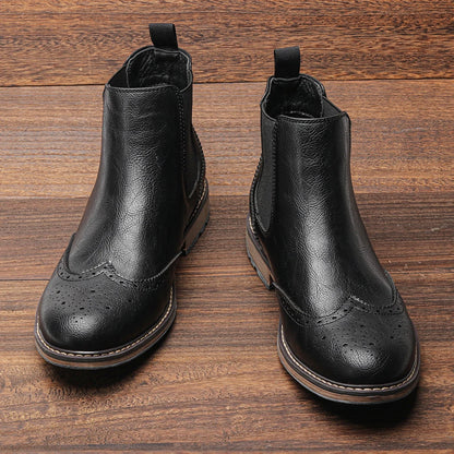 Classic Red Wine Chelsea Boots For Men