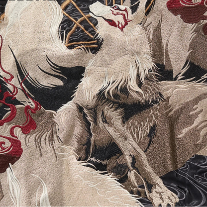 Nine Tailed Fox and Flame Embroidered Jacket Unisex