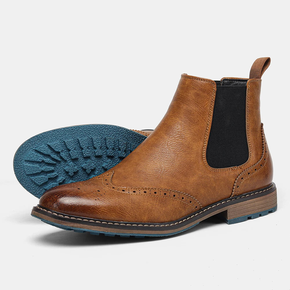 Classic Red Wine Chelsea Boots For Men