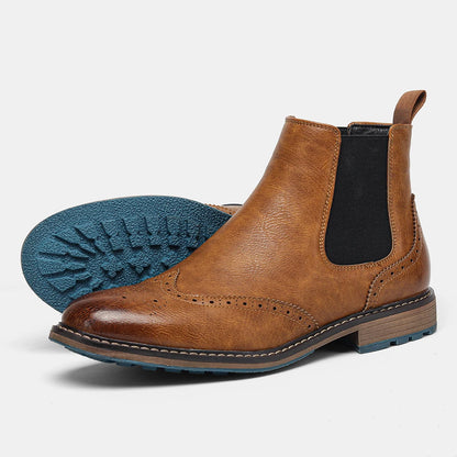 Classic Red Wine Chelsea Boots For Men
