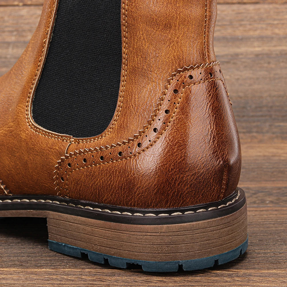 Classic Red Wine Chelsea Boots For Men