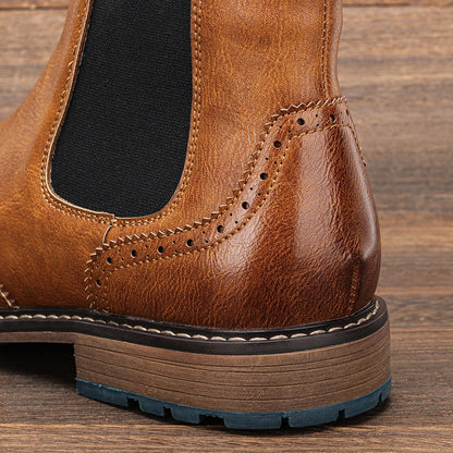 Classic Red Wine Chelsea Boots For Men