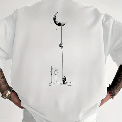 Astronaut landing round neck short sleeved T-shirt for Unisex