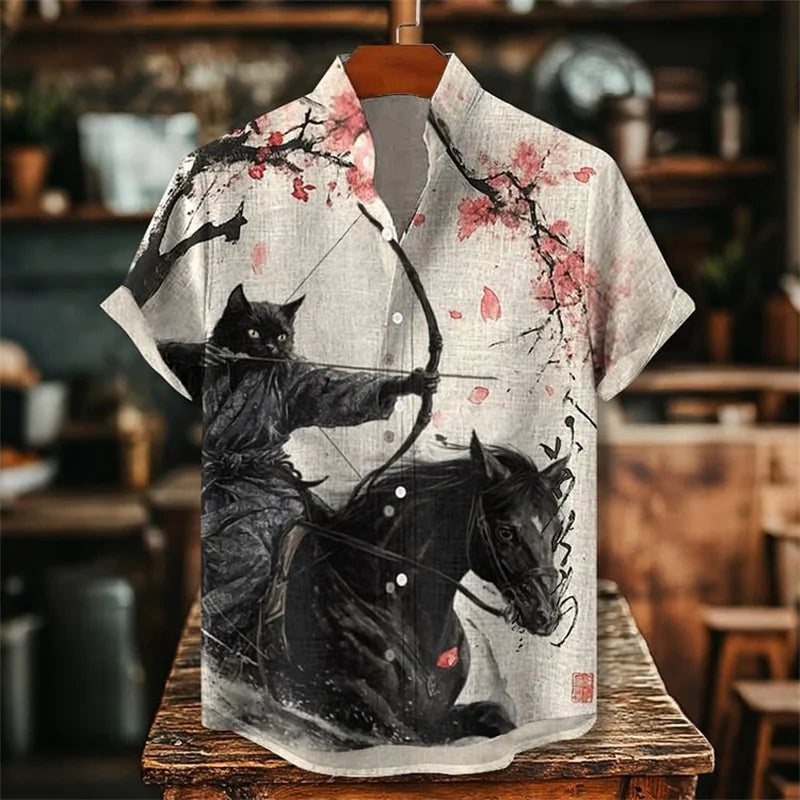 Cat Printed Pattern Men's Shirt