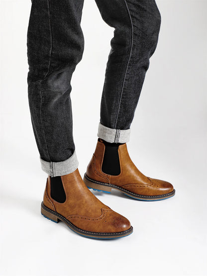 Classic Red Wine Chelsea Boots For Men