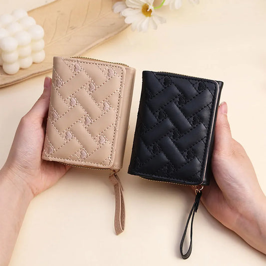 Heart Embroidered Short Wallet for Women