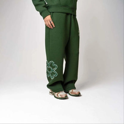 Olive Green Embroidered Zip Hoodie for Unisex