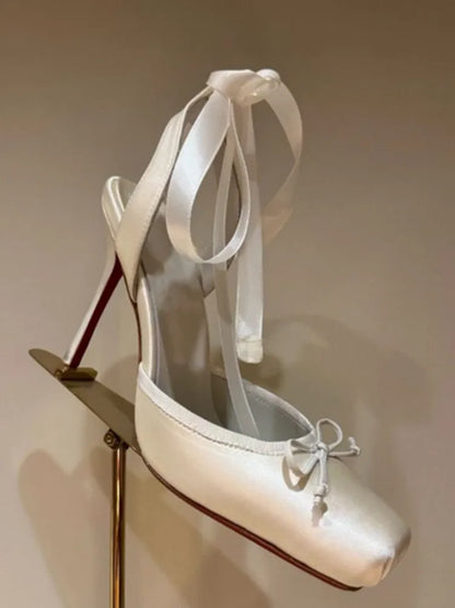 Stiletto Sandals Square Headband Butterfly  Heels