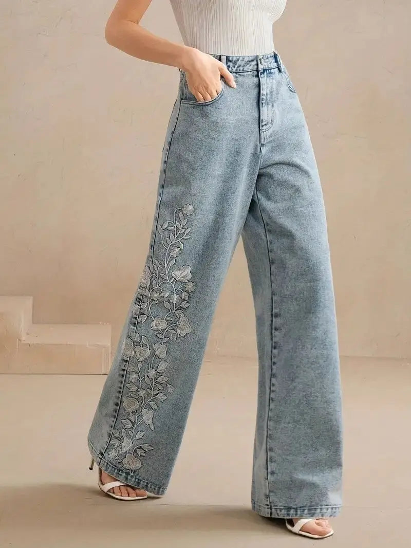 Washed Embroidery  Denim