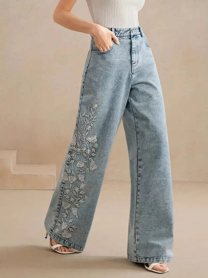 Washed Embroidery  Denim