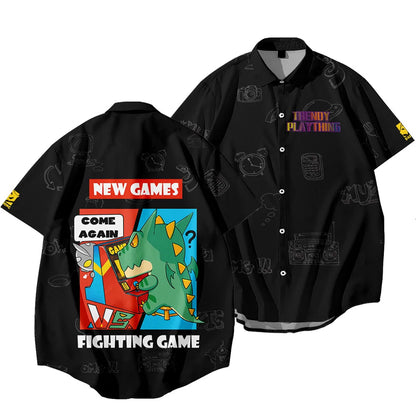 Black Dragon Tiger Print Ethnic Shirt
