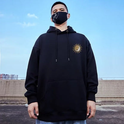 American Sun Moon Flower Print Oversized Hoodie Unisex