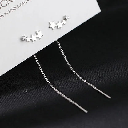 Rose Gold Color Zircon Crystal Threader Earing