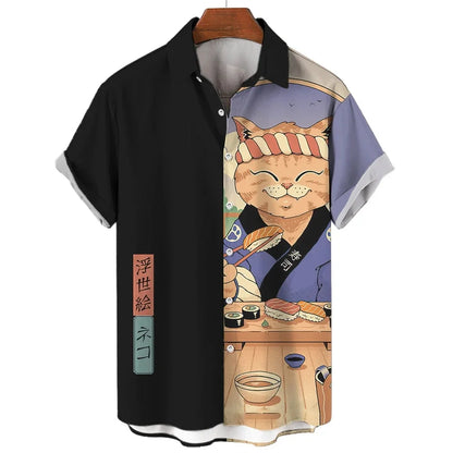Anime Loose Blouse Hawaiian Shirt for Men