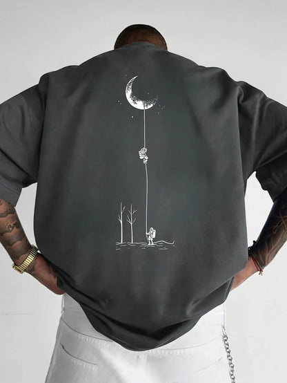 Astronaut landing round neck short sleeved T-shirt for Unisex