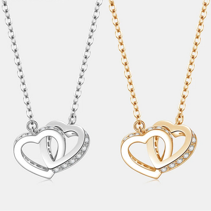 Silver Double Heart Design Necklace