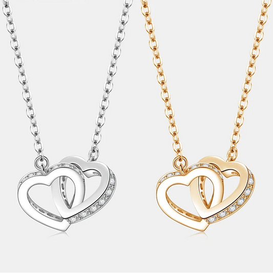 Silver Double Heart Design Necklace