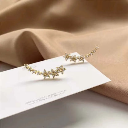 Zircon Flower Star Stud Earrings For Women