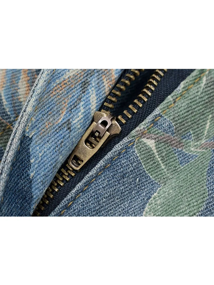 Women's Flower Print Baggy Jeans