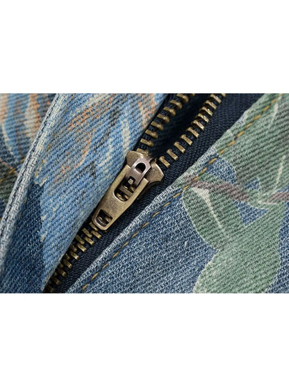 Women's Flower Print Baggy Jeans