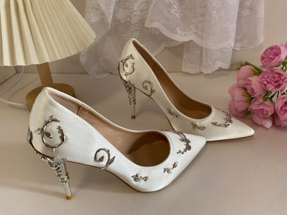 Leaves Metal Heel Pumps For Women