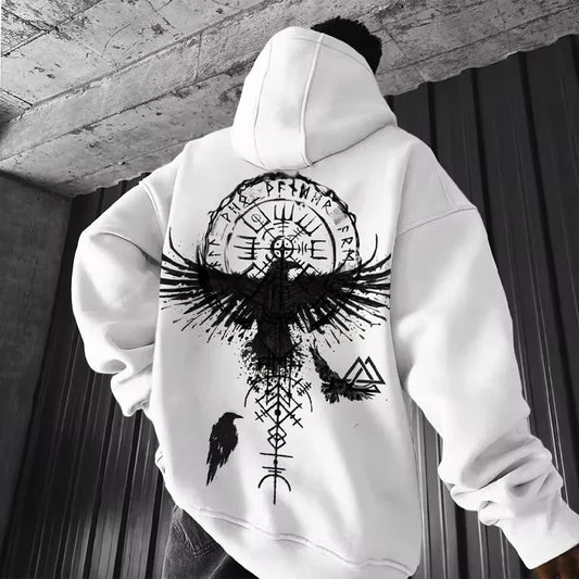 Men's Viking Totem Printed Hooded Sweatshirt