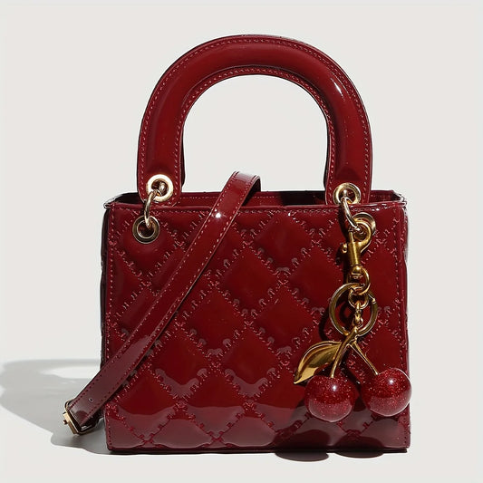 Wine Red Geometric Pattern Handbag