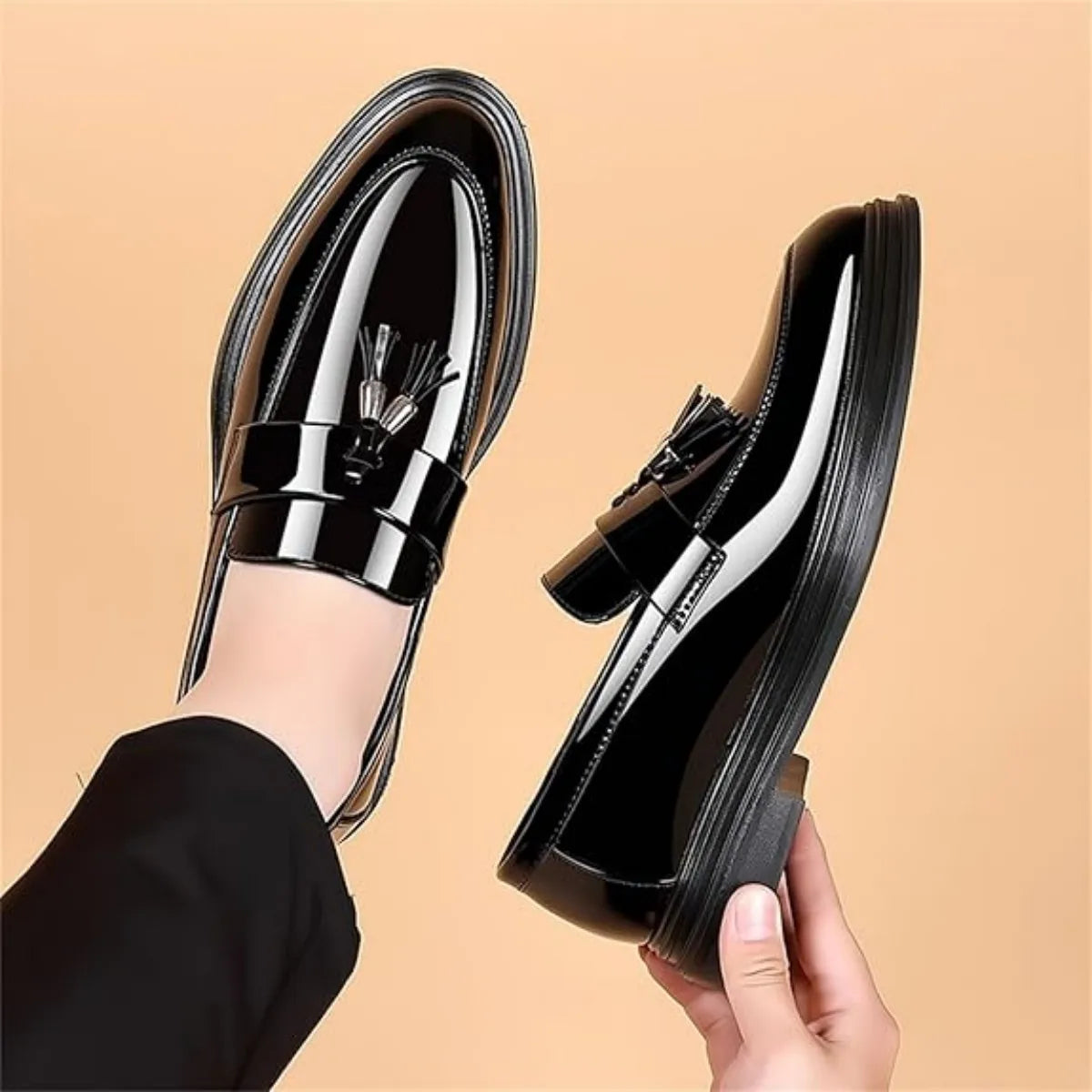 Men's Tassels High Gloss Patent Penny Loafers
