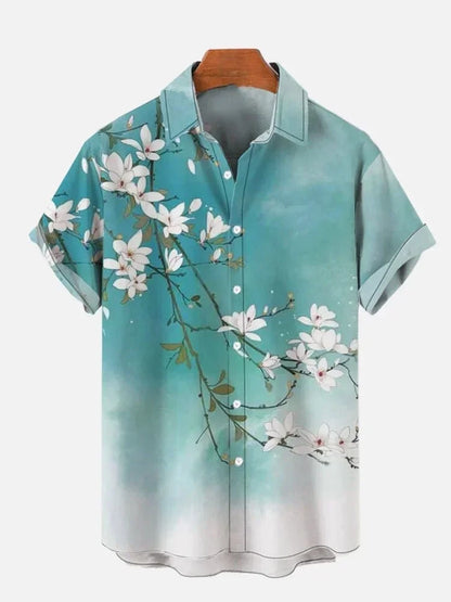 Monster with Mech Ocean Waves Short Sleeve Shirt