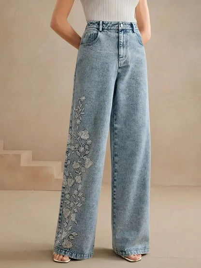 Washed Embroidery  Denim