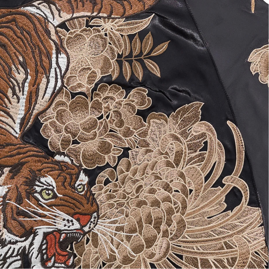 Dragon Tiger Embroidery Bomber Jacket - Men's