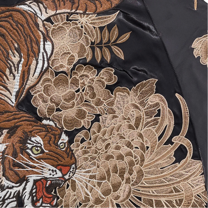 Dragon Tiger Embroidery Bomber Jacket - Men's