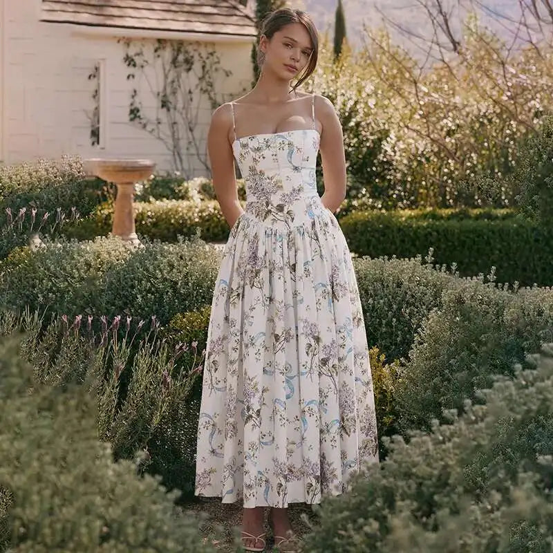 Floral Printed Sexy A-line Dress Women