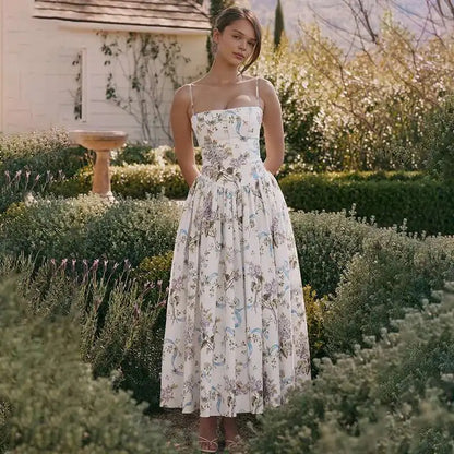 Floral Printed Sexy A-line Dress Women