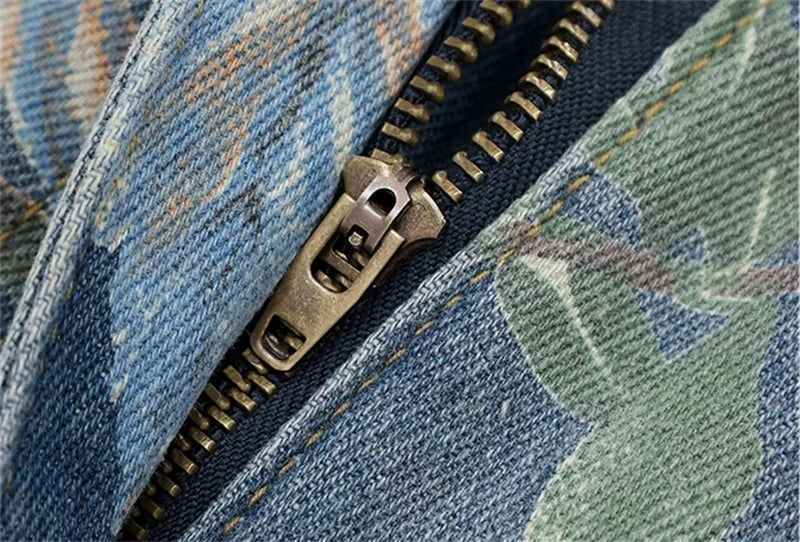Women's Flower Print Baggy Jeans