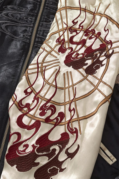Nine Tailed Fox and Flame Embroidered Jacket Unisex